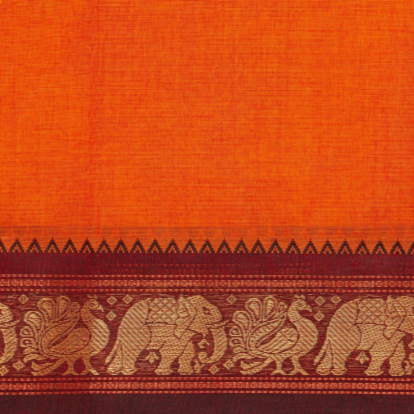 Orange And Brown Kanchi Cotton Saree For Festive Wear PV MM KC 837