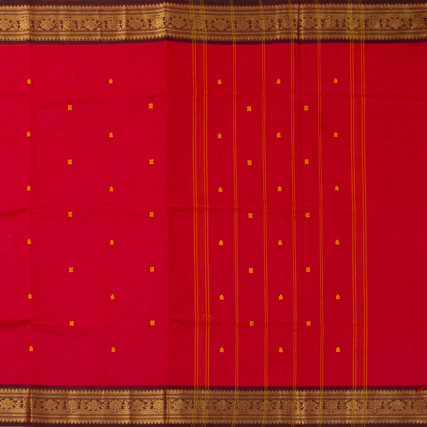 Red And Brown Kanchi Cotton Saree For Festive Wear PV MM KC 822 - Cotton Saree - Panjavarnam PV MM KC 822