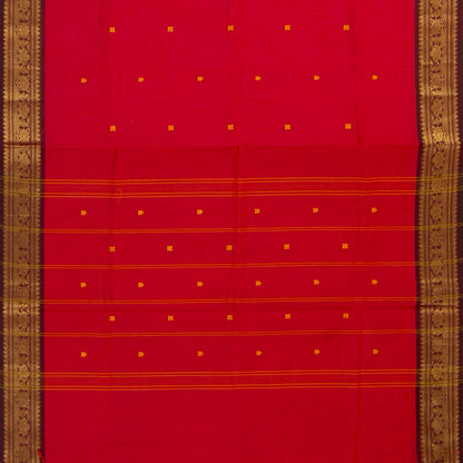 Red And Brown Kanchi Cotton Saree For Festive Wear PV MM KC 822 - Cotton Saree - Panjavarnam PV MM KC 822
