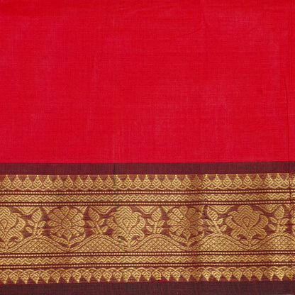 Red And Brown Kanchi Cotton Saree For Festive Wear PV MM KC 822 - Cotton Saree - Panjavarnam PV MM KC 822
