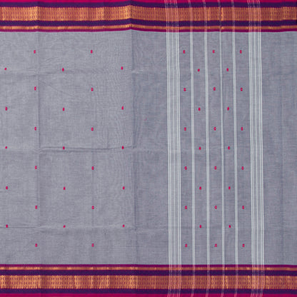 Grey And Pink Kanchi Cotton Saree For Festive Wear PV MM KC 843