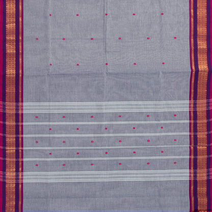 Grey And Pink Kanchi Cotton Saree For Festive Wear PV MM KC 843