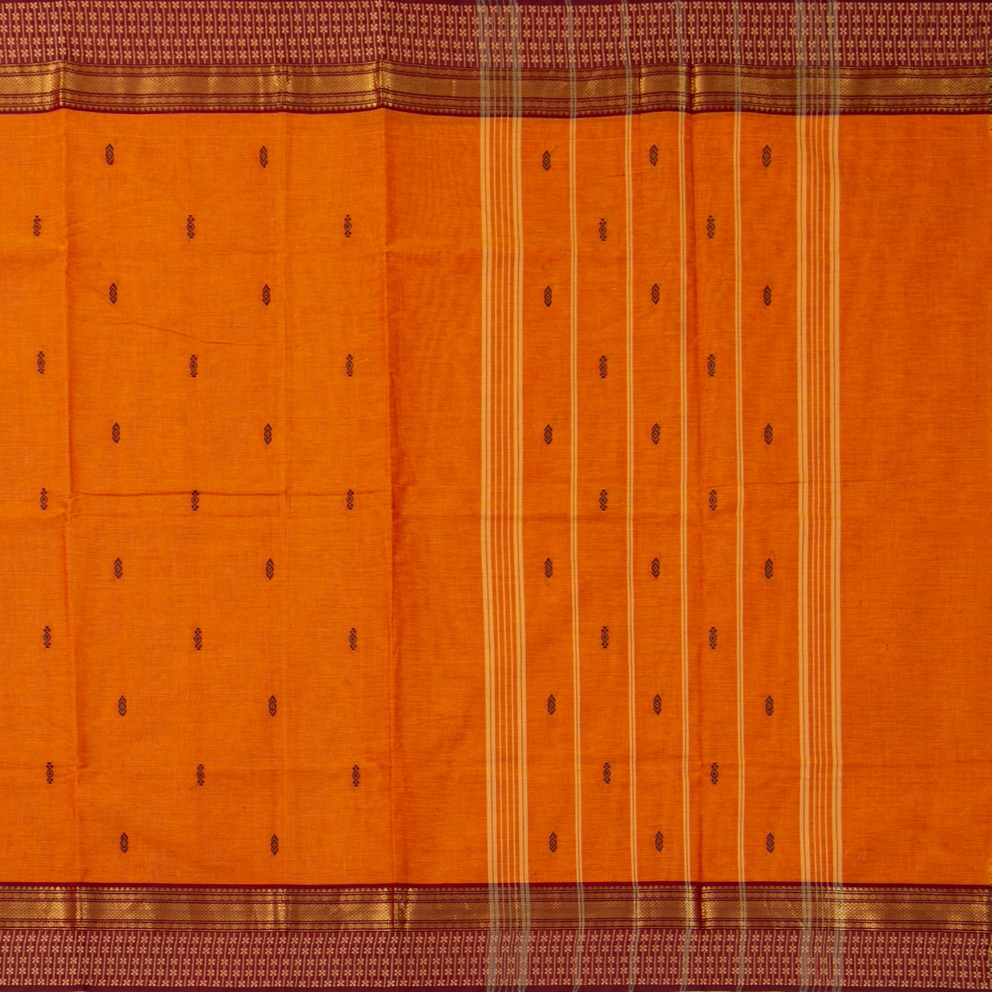 Orange And Maroon Kanchi Cotton Saree For Festive Wear PV MM KC 828 - Cotton Saree - Panjavarnam PV MM KC 828