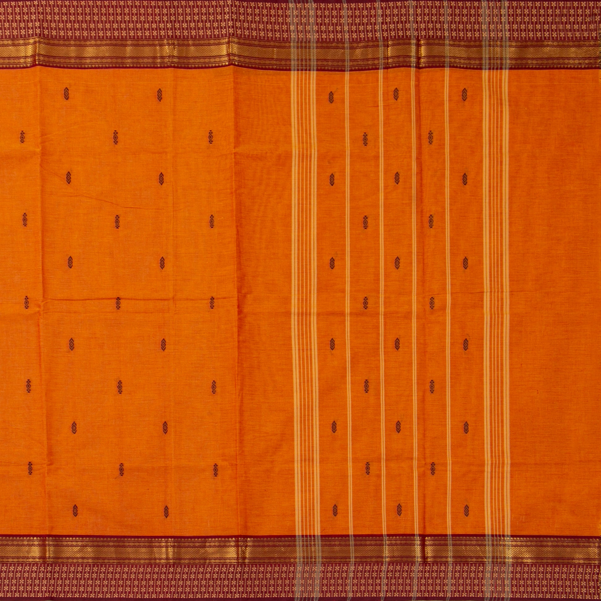 Orange And Maroon Kanchi Cotton Saree For Festive Wear PV MM KC 828 - Cotton Saree - Panjavarnam PV MM KC 828
