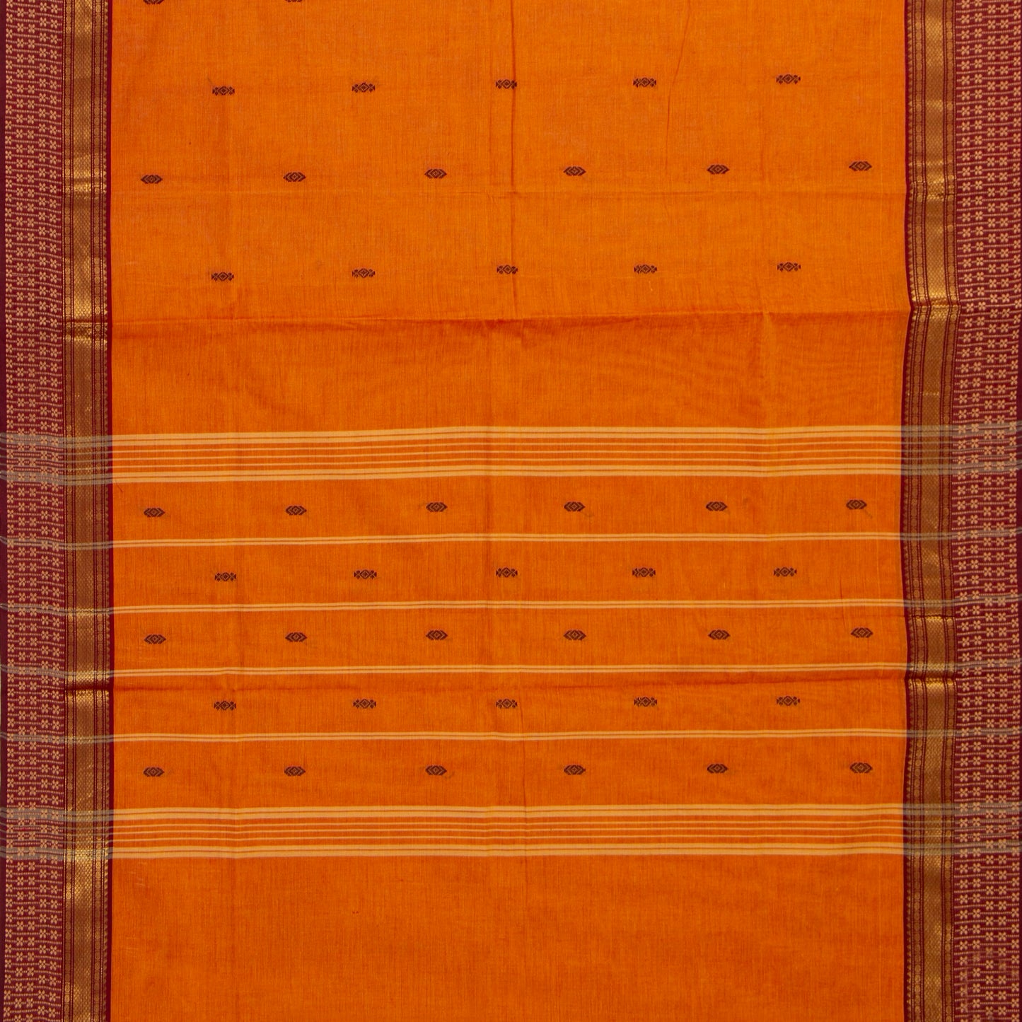 Orange And Maroon Kanchi Cotton Saree For Festive Wear PV MM KC 828 - Cotton Saree - Panjavarnam PV MM KC 828