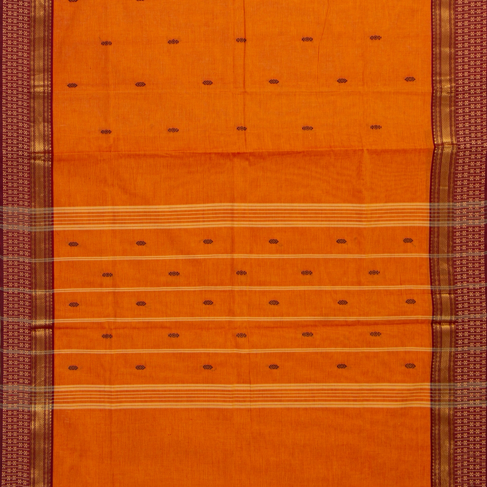 Orange And Maroon Kanchi Cotton Saree For Festive Wear PV MM KC 828 - Cotton Saree - Panjavarnam PV MM KC 828
