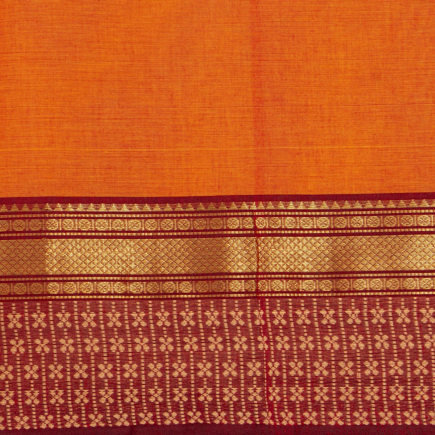 Orange And Maroon Kanchi Cotton Saree For Festive Wear PV MM KC 828 - Cotton Saree - Panjavarnam PV MM KC 828