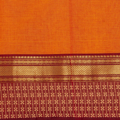 Orange And Maroon Kanchi Cotton Saree For Festive Wear PV MM KC 828 - Cotton Saree - Panjavarnam PV MM KC 828