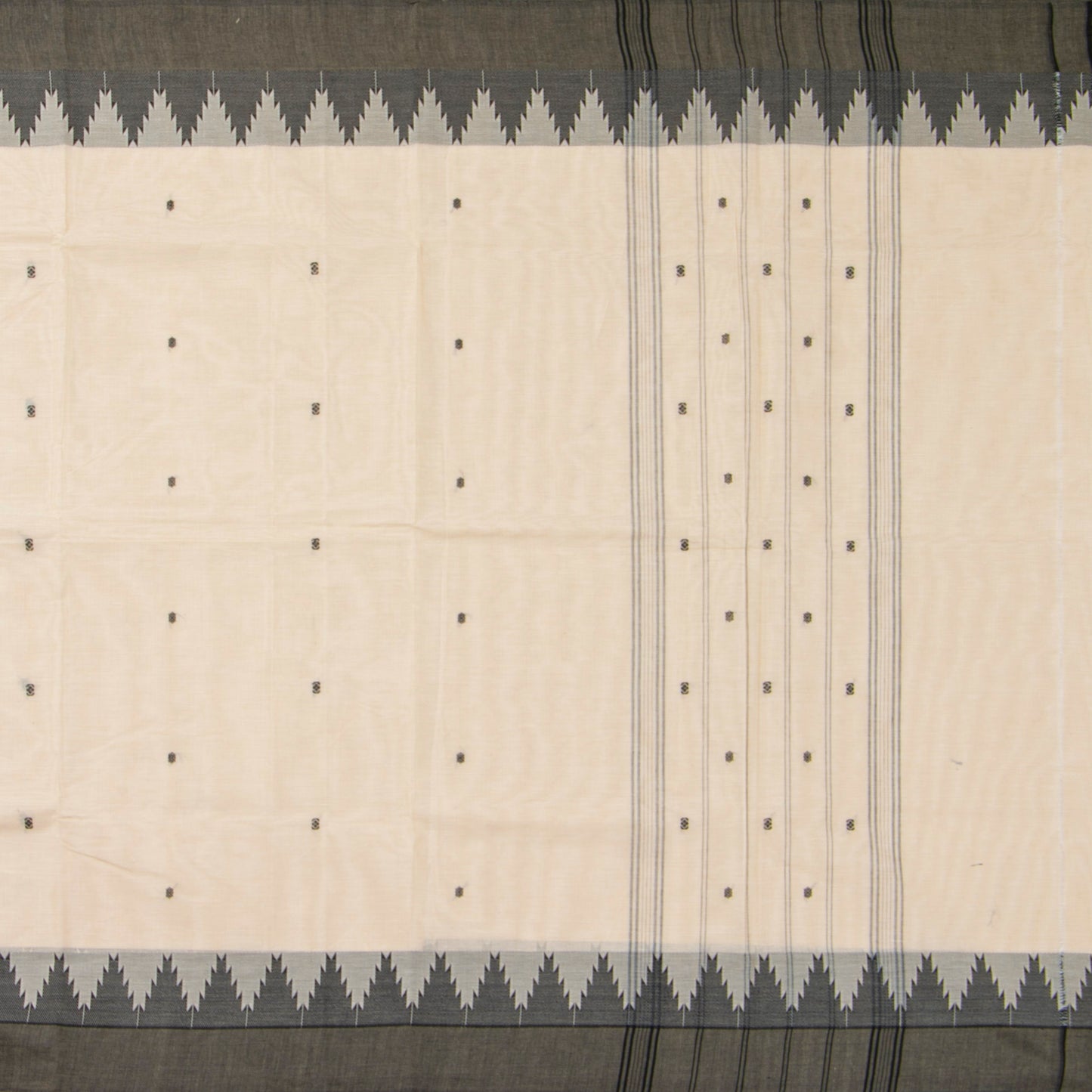 Off White And Black Kanchi Cotton Saree For Office Wear PV MM KC 845