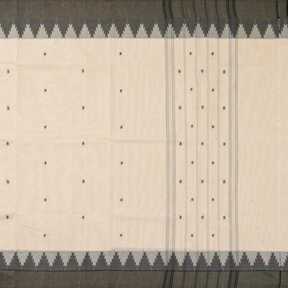 Off White And Black Kanchi Cotton Saree For Office Wear PV MM KC 845