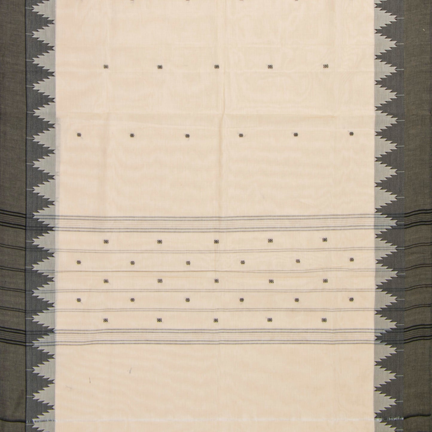 Off White And Black Kanchi Cotton Saree For Office Wear PV MM KC 845