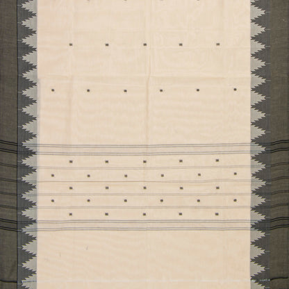 Off White And Black Kanchi Cotton Saree For Office Wear PV MM KC 845
