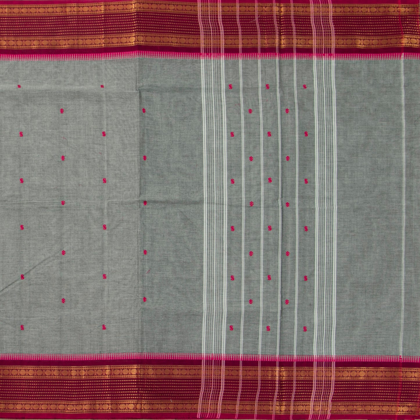Grey And Magenta Kanchi Cotton Saree For Festive Wear PV MM KC 844