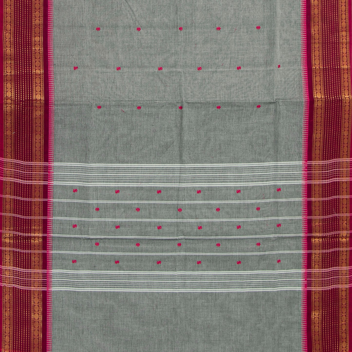 Grey And Magenta Kanchi Cotton Saree For Festive Wear PV MM KC 844