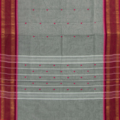 Grey And Magenta Kanchi Cotton Saree For Festive Wear PV MM KC 844