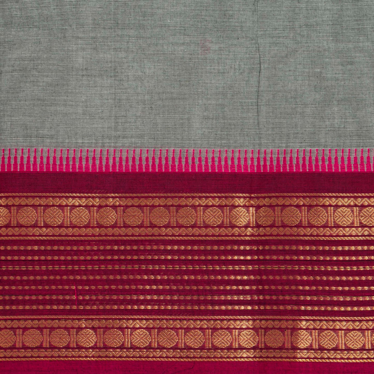 Grey And Magenta Kanchi Cotton Saree For Festive Wear PV MM KC 844