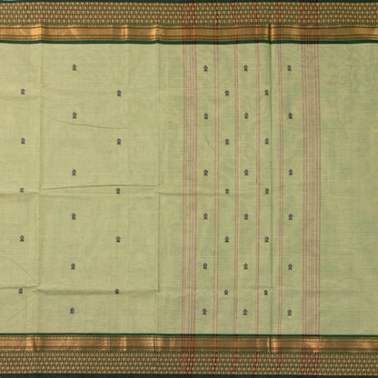 Elachi Green Kanchi Cotton Saree For Festive Wear PV MM KC 829 - Cotton Saree - Panjavarnam PV MM KC 829