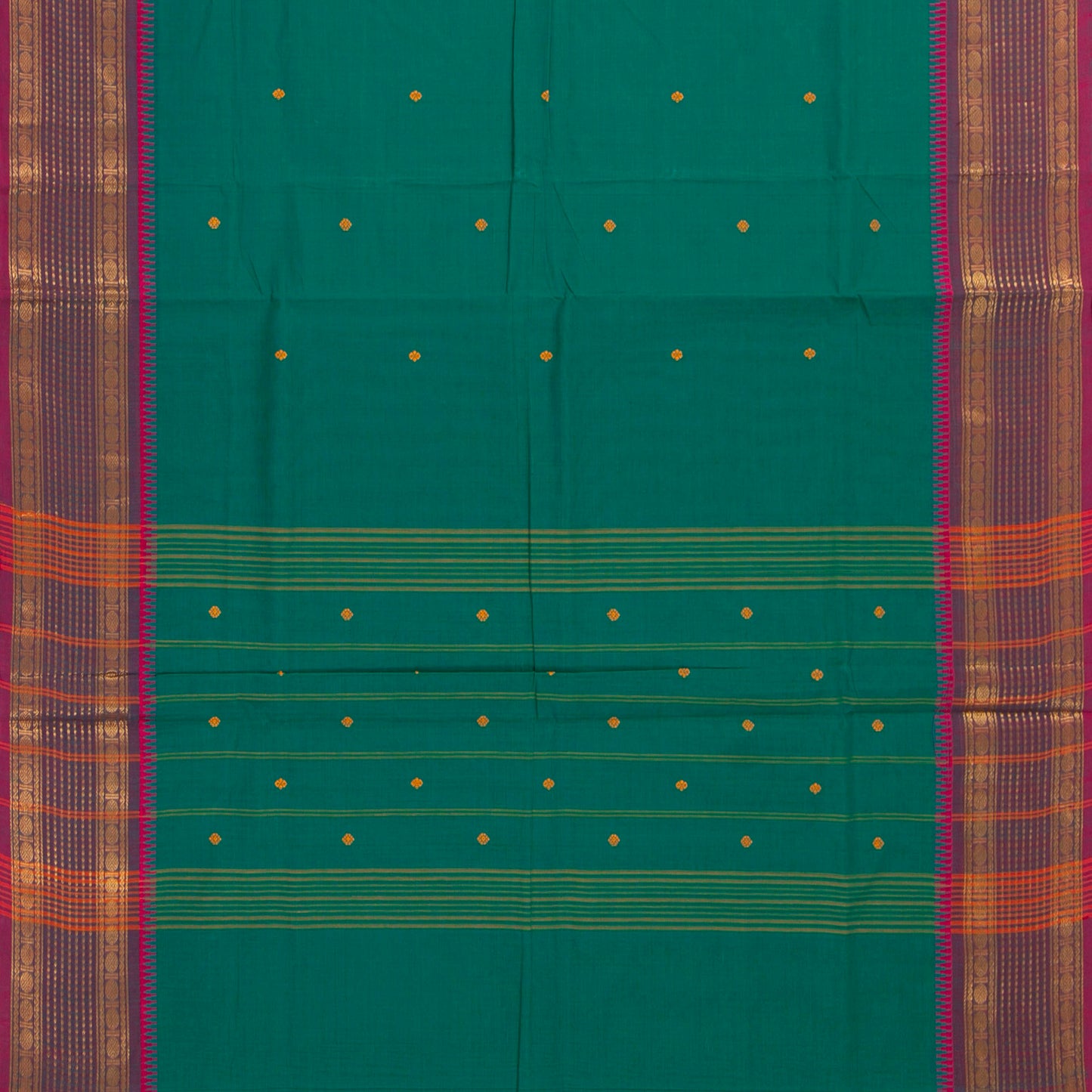 Teal And Pink Kanchi Cotton Saree For Festive Wear PV MM KC 846 - Cotton Saree - Panjavarnam PV MM KC 846