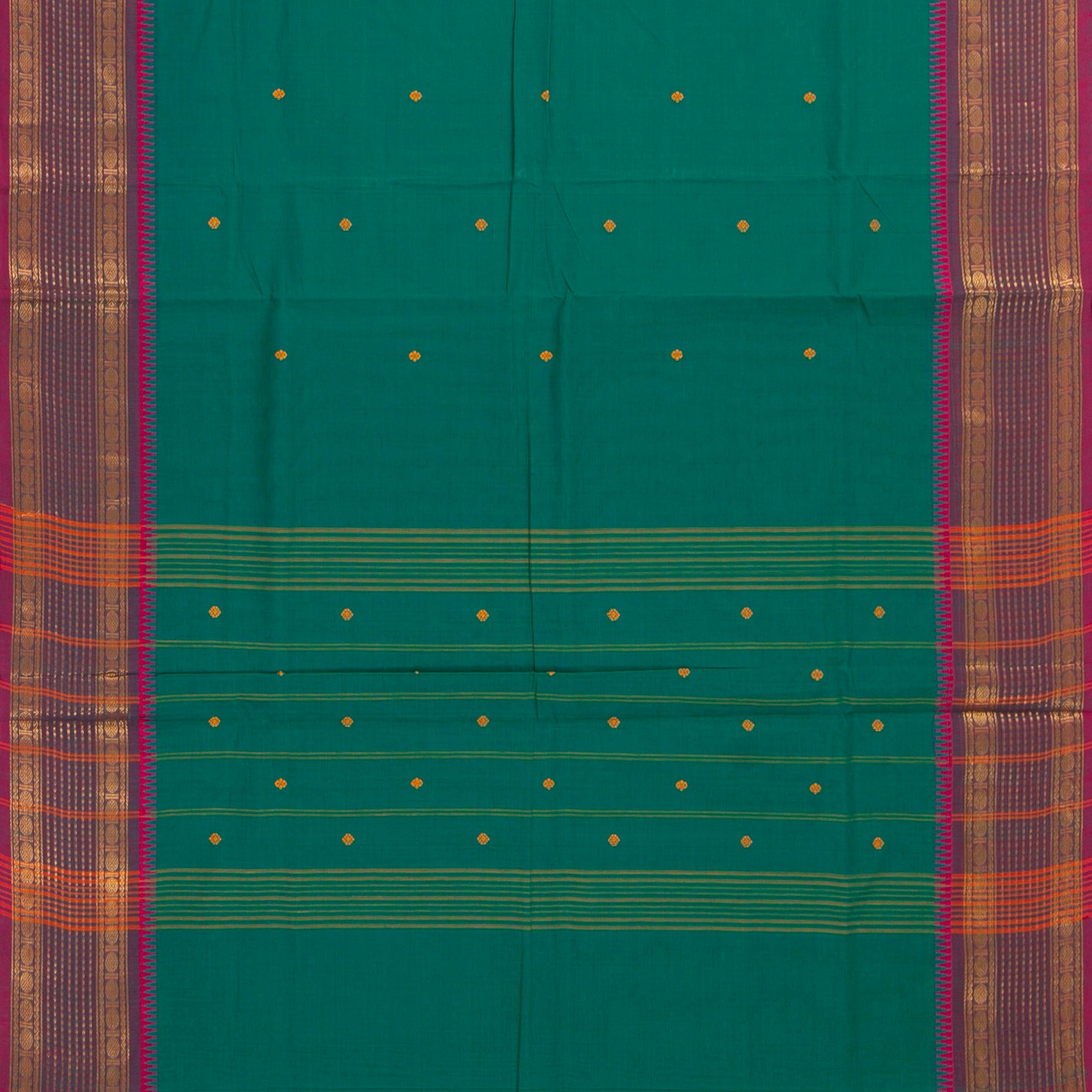 Teal And Pink Kanchi Cotton Saree For Festive Wear PV MM KC 846 - Cotton Saree - Panjavarnam PV MM KC 846