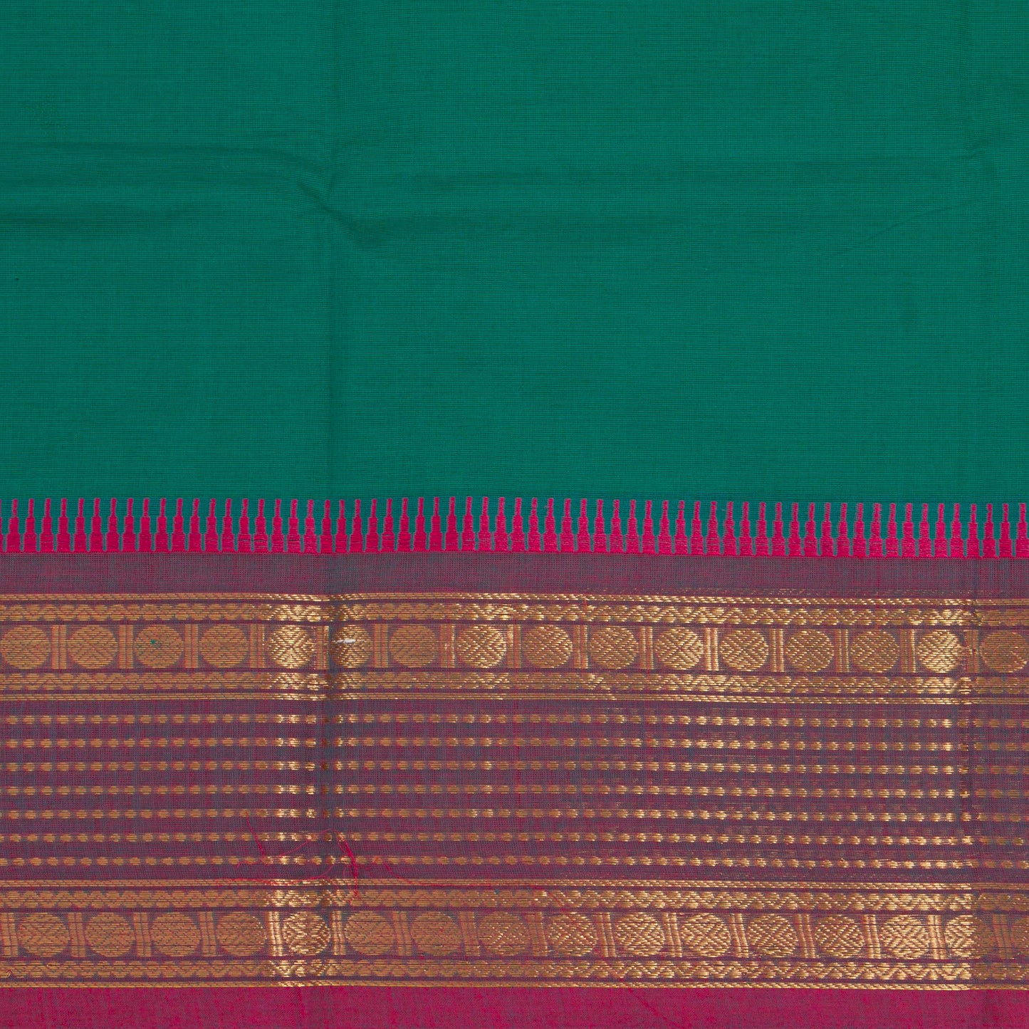 Teal And Pink Kanchi Cotton Saree For Festive Wear PV MM KC 846 - Cotton Saree - Panjavarnam PV MM KC 846