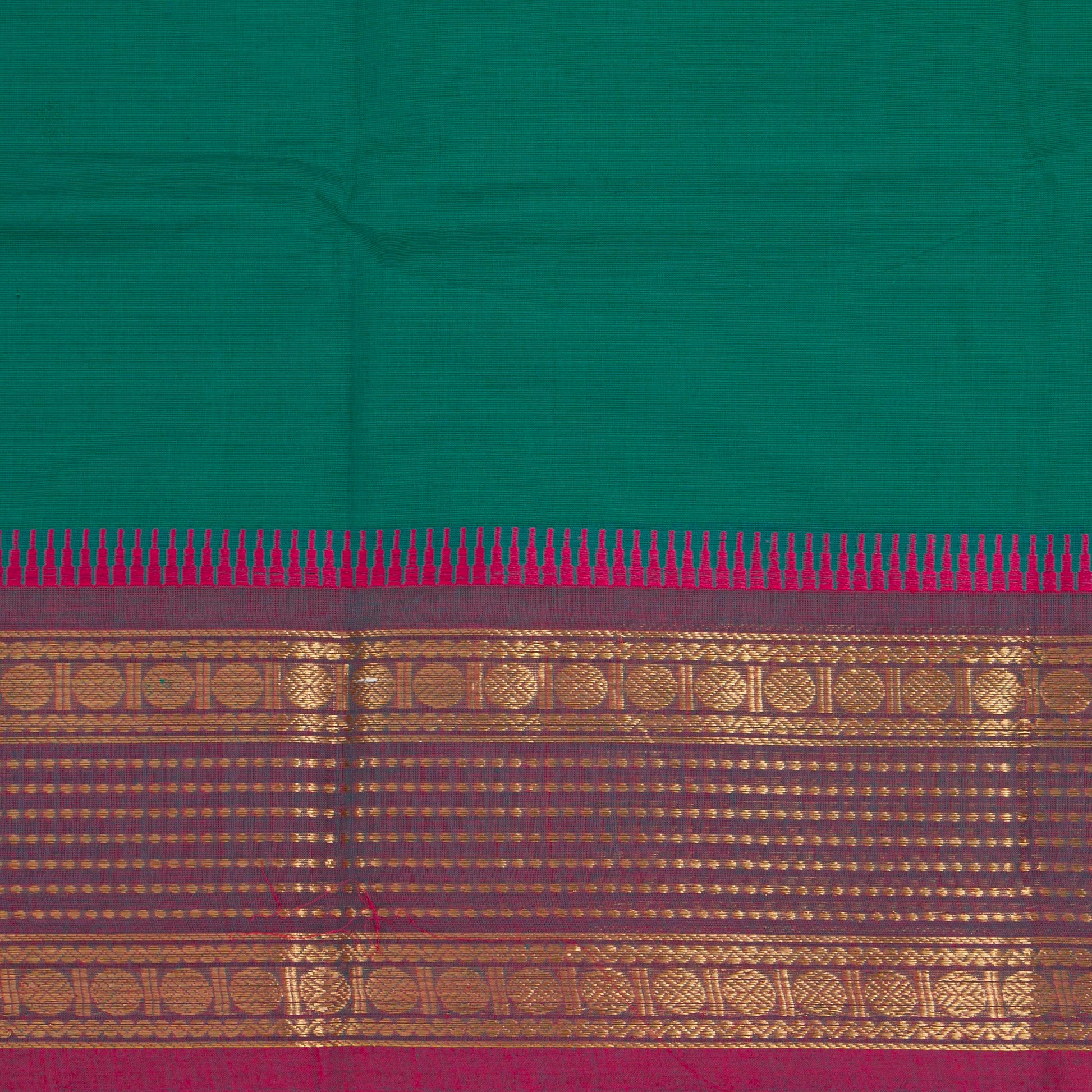 Teal And Pink Kanchi Cotton Saree For Festive Wear PV MM KC 846 - Cotton Saree - Panjavarnam PV MM KC 846