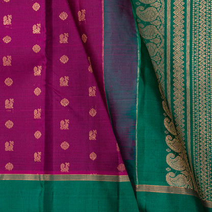 Magenta And Green Kanchipuram Silk Saree For Festive Wear PV NYC 1550