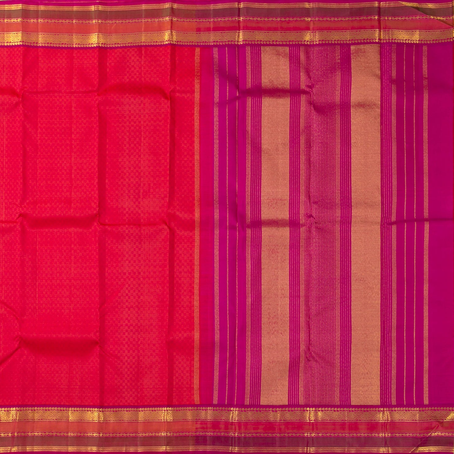 Pink And Magenta Kanchipuram Silk Saree For Festive Wear PV J 1575