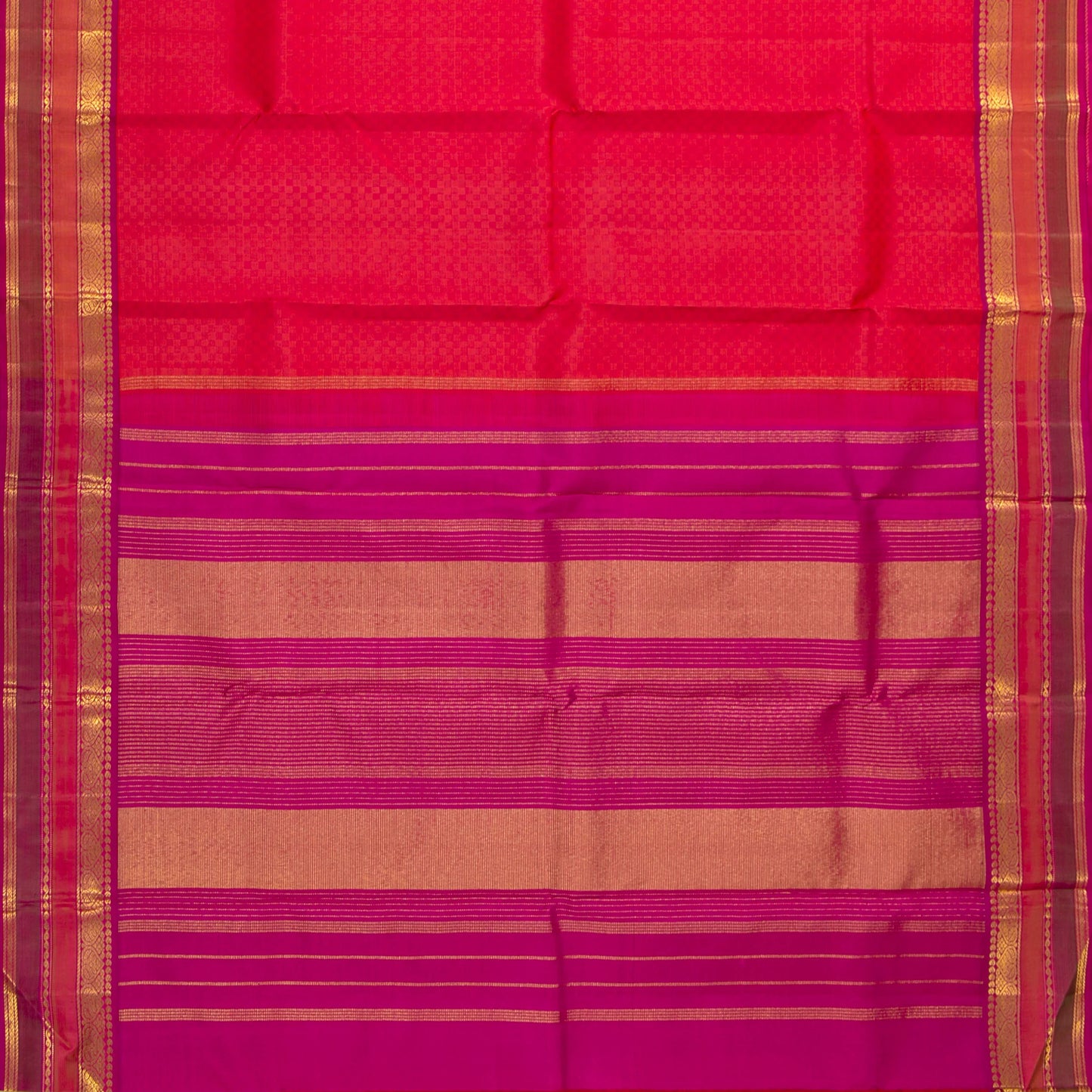 Pink And Magenta Kanchipuram Silk Saree For Festive Wear PV J 1575