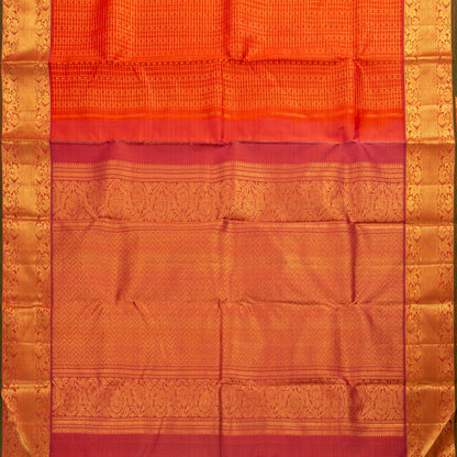 Orange Kanchipuram Silk Saree For Wedding Wear PV J 1514