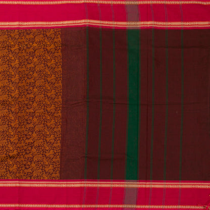 Brown And Pink Kanchi Cotton Saree Vanasingaram For Festive Wear PV MM KC 958 - Cotton Saree - Panjavarnam PV MM KC 958