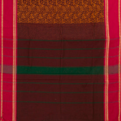 Brown And Pink Kanchi Cotton Saree Vanasingaram For Festive Wear PV MM KC 958 - Cotton Saree - Panjavarnam PV MM KC 958