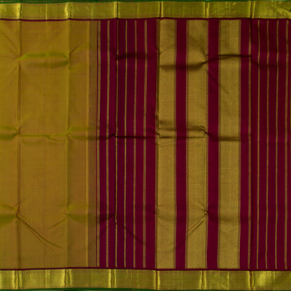 Mustard And Maroon Kanchipuram Silk Saree For Festive Wear PV J 933