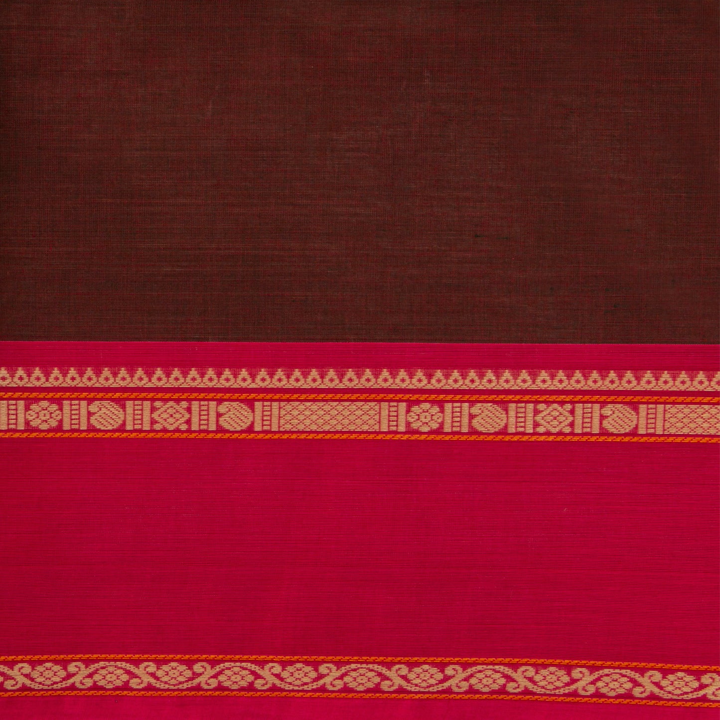 Brown And Pink Kanchi Cotton Saree Vanasingaram For Festive Wear PV MM KC 958 - Cotton Saree - Panjavarnam PV MM KC 958