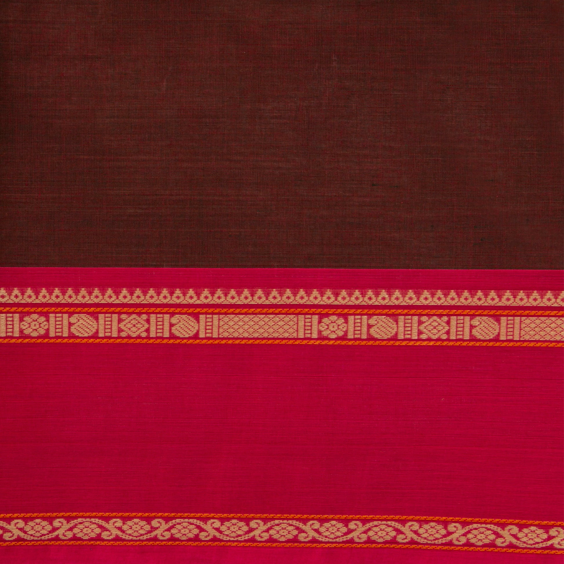 Brown And Pink Kanchi Cotton Saree Vanasingaram For Festive Wear PV MM KC 958 - Cotton Saree - Panjavarnam PV MM KC 958