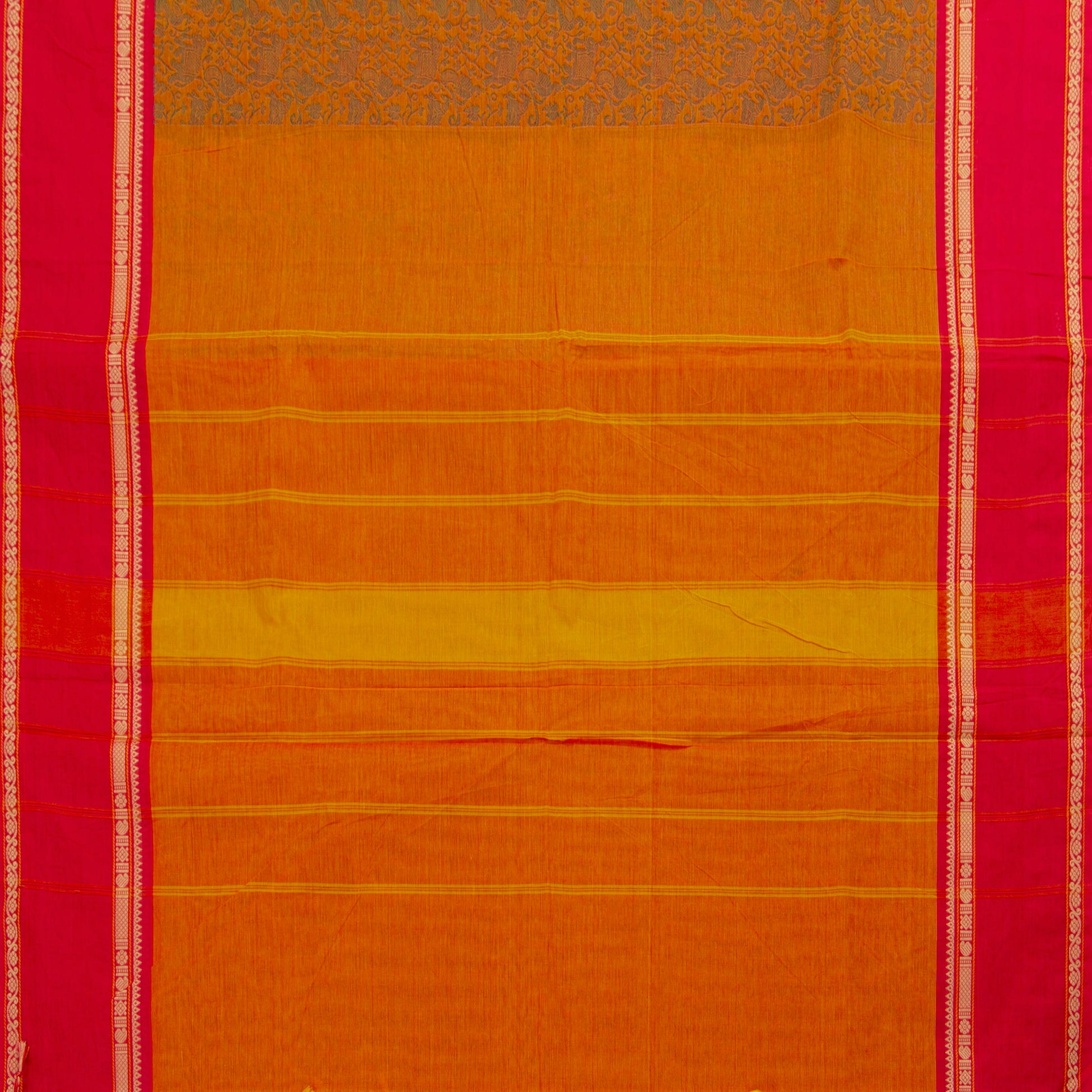 Orange And Red Kanchi Cotton Saree Vanasingaram For Festive Wear PV MM KC 957 - Cotton Saree - Panjavarnam PV MM KC 957