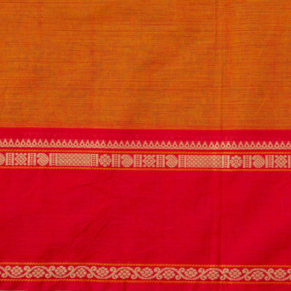 Orange And Red Kanchi Cotton Saree Vanasingaram For Festive Wear PV MM KC 957 - Cotton Saree - Panjavarnam PV MM KC 957