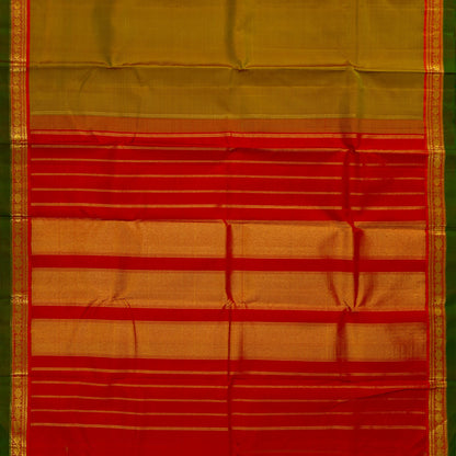 Green And Red Kanchipuram Silk Saree For Festive Wear PV J 1791