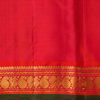 Pink And Orange Kanchipuram Silk Saree For Festive Wear PV J 1205