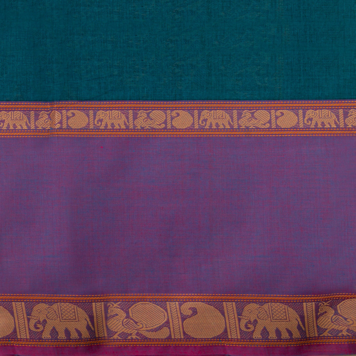Teal And Lavender Kanchi Cotton Saree Vanasingaram For Festive Wear PV MM KC 961 - Cotton Saree - Panjavarnam PV MM KC 961