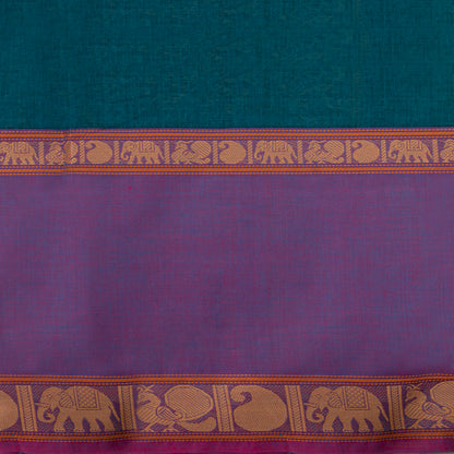 Teal And Lavender Kanchi Cotton Saree Vanasingaram For Festive Wear PV MM KC 961 - Cotton Saree - Panjavarnam PV MM KC 961