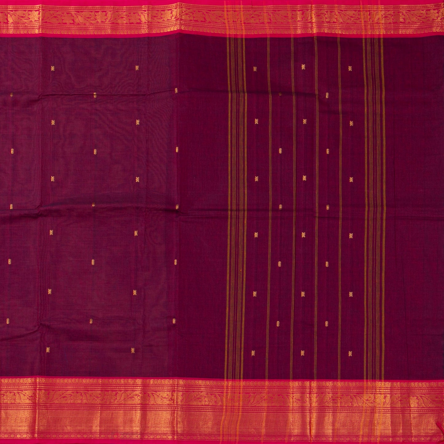 Magenta And Pink Kanchi Cotton Saree For Festive Wear PV MM KC 777 - Cotton Saree - Panjavarnam PV MM KC 777