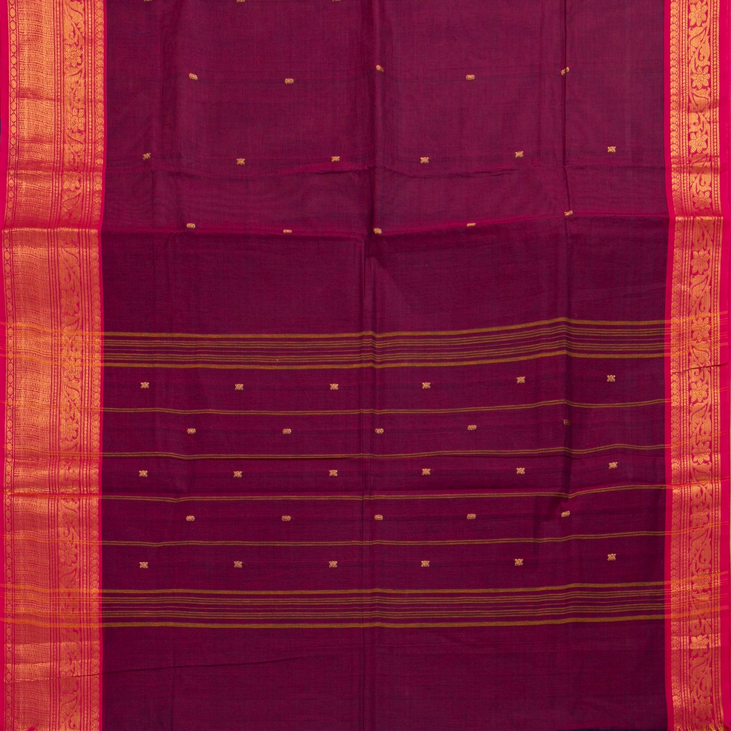 Magenta And Pink Kanchi Cotton Saree For Festive Wear PV MM KC 777 - Cotton Saree - Panjavarnam PV MM KC 777