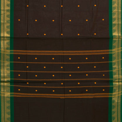 Brown And Green Kanchi Cotton Saree For Festive Wear PV MM KC 795 - Cotton Saree - Panjavarnam PV MM KC 795