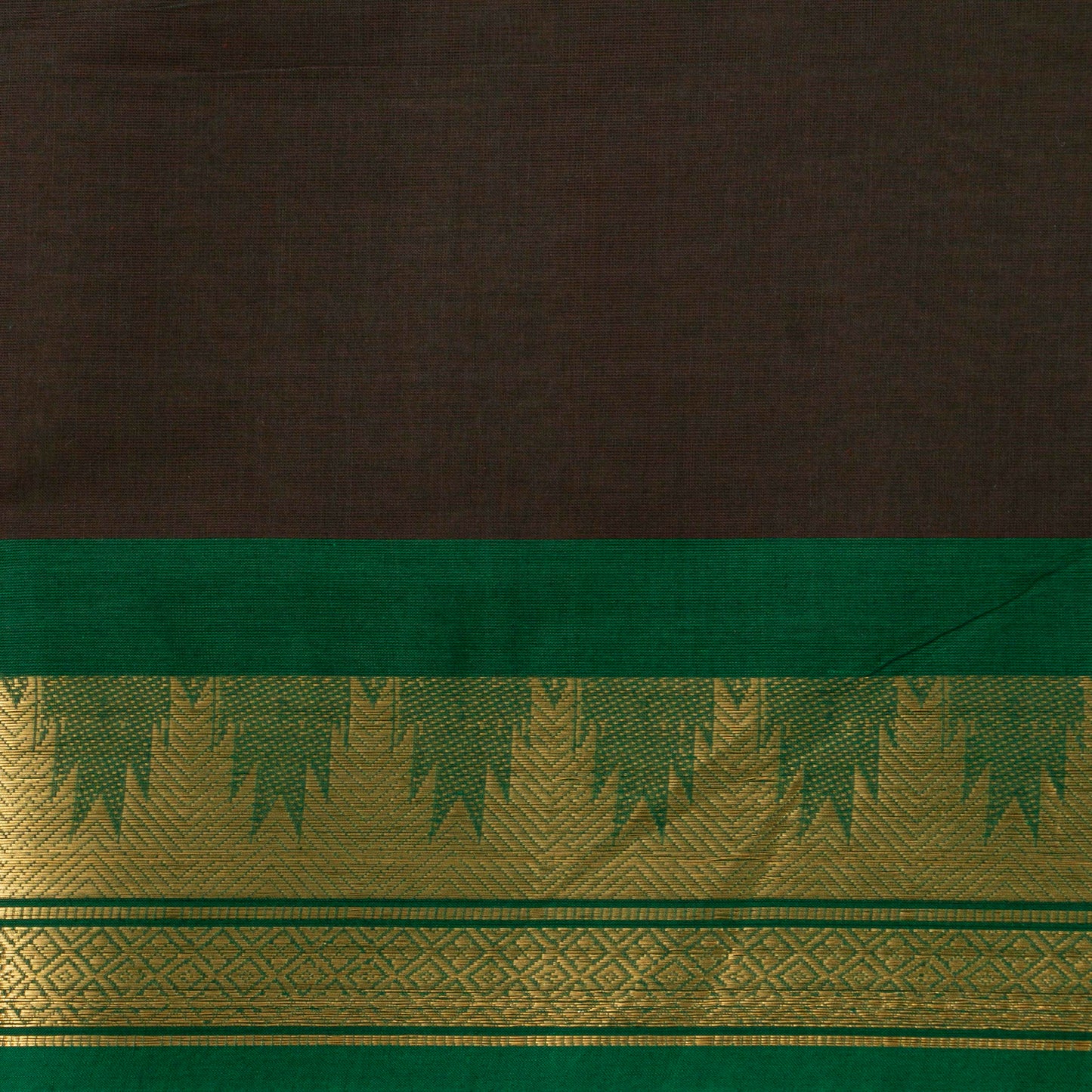 Brown And Green Kanchi Cotton Saree For Festive Wear PV MM KC 795 - Cotton Saree - Panjavarnam PV MM KC 795