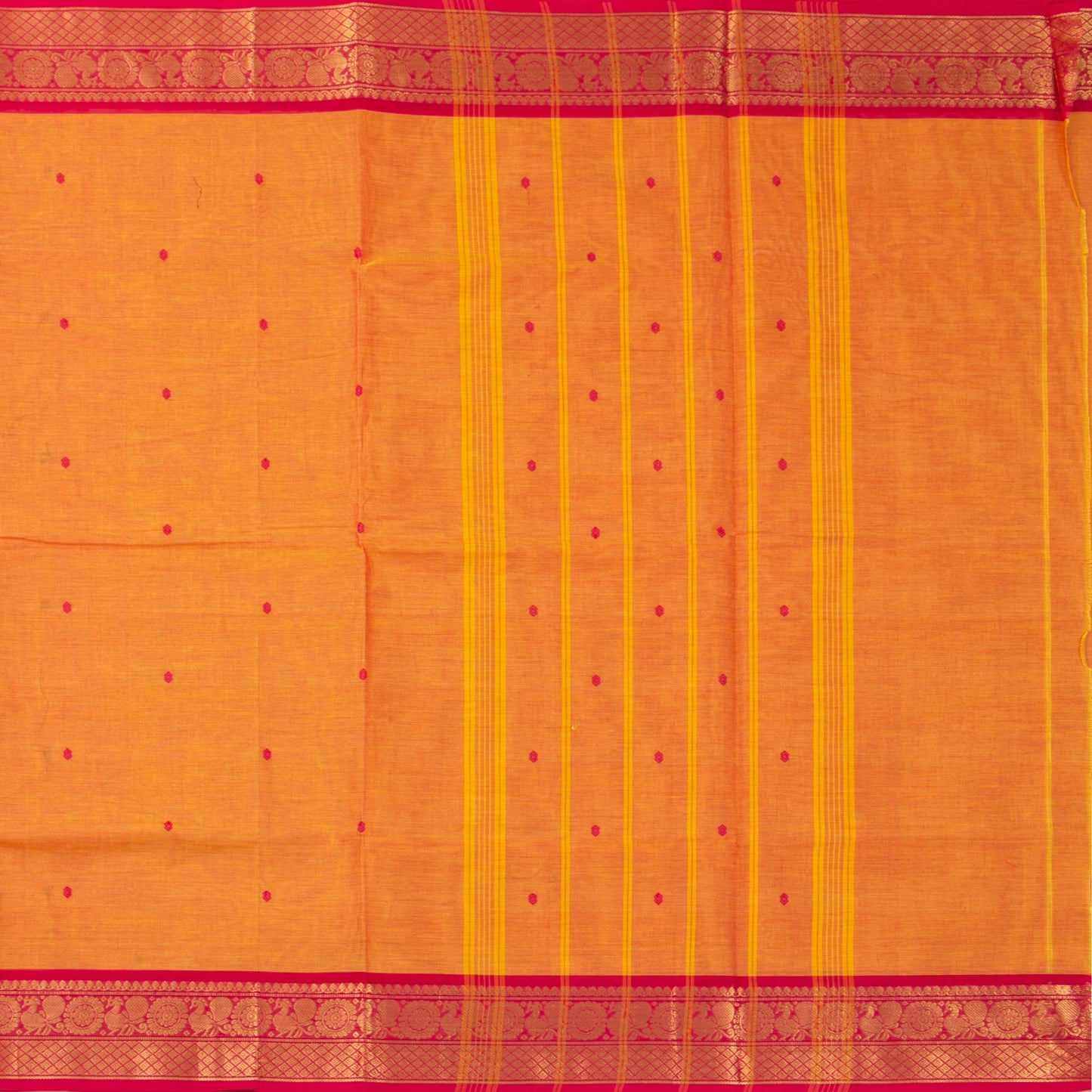 Orange And Pink Kanchi Cotton Saree For Festive Wear PV MM KC 817