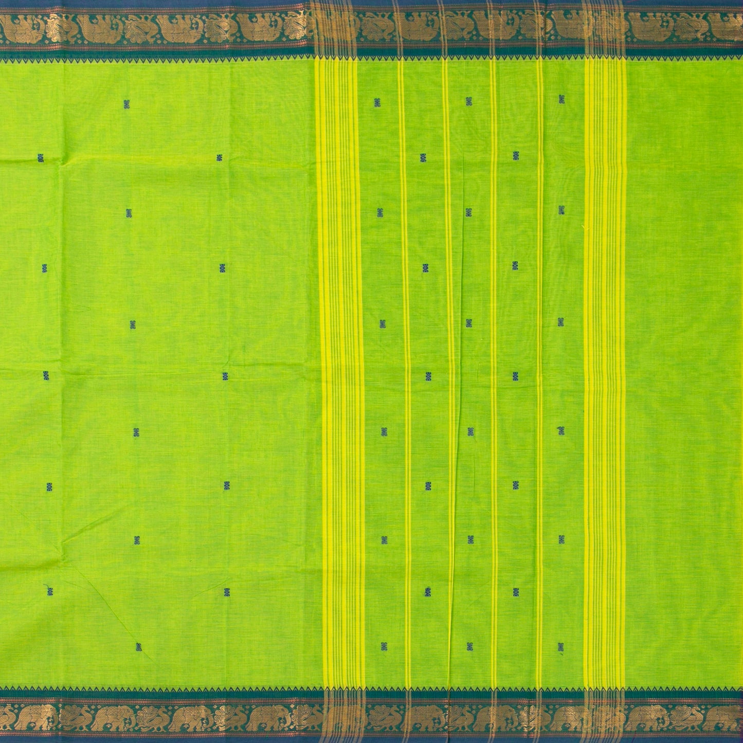 Green And Blue Kanchi Cotton Saree For Festive Wear PV MM KC 768 - Cotton Saree - Panjavarnam PV MM KC 768