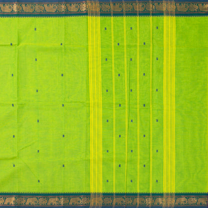 Green And Blue Kanchi Cotton Saree For Festive Wear PV MM KC 768 - Cotton Saree - Panjavarnam PV MM KC 768
