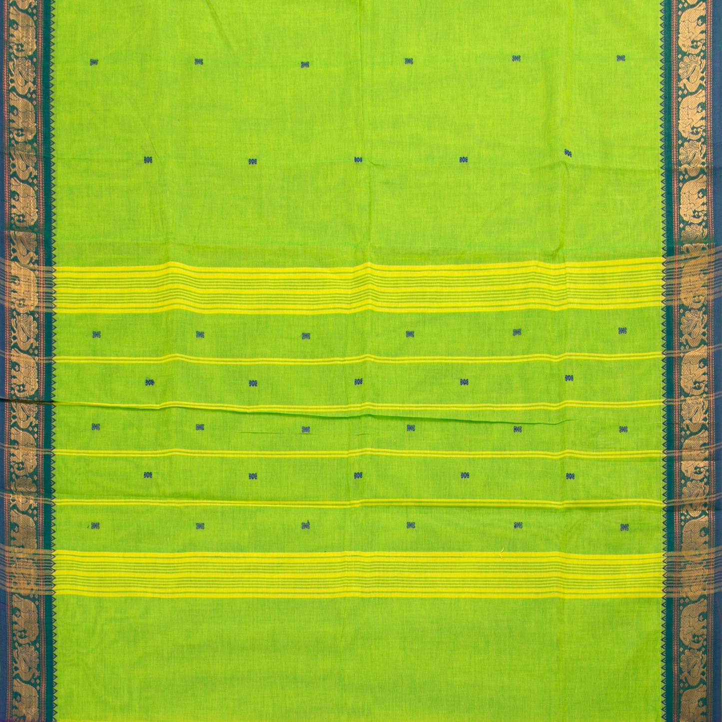 Green And Blue Kanchi Cotton Saree For Festive Wear PV MM KC 768 - Cotton Saree - Panjavarnam PV MM KC 768