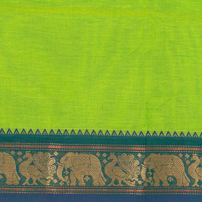 Green And Blue Kanchi Cotton Saree For Festive Wear PV MM KC 768 - Cotton Saree - Panjavarnam PV MM KC 768