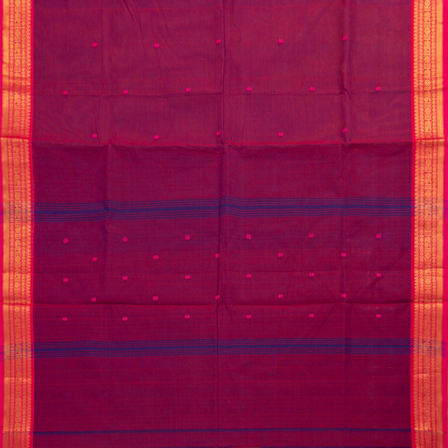 Magenta And Pink Kanchi Cotton Saree For Festive Wear PV MM KC 775 - - Panjavarnam PV MM KC 775